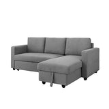 NNEDSZ Murry 2 Seater Sofa Bed With Pull Out Storage Corner Lounge Set In Grey With Chaise