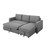 NNEDSZ Murry 2 Seater Sofa Bed With Pull Out Storage Corner Lounge Set In Grey With Chaise