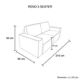 NNEDSZ Reno 3 Seater Sofa Grey Colour Fabric Upholstery Wooden Structure Knock Down Feature In Back & Arms