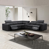 NNEDSZ Washington Genuine Leather 6 Seater Corner Sofa With 2 Electric Recliners And Reversible Console