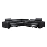 NNEDSZ Washington Genuine Leather 6 Seater Corner Sofa With 2 Electric Recliners And Reversible Console
