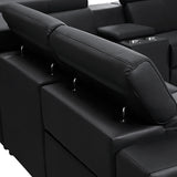 NNEDSZ Washington Genuine Leather 6 Seater Corner Sofa With 2 Electric Recliners And Reversible Console
