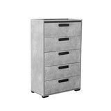 NNEDSZ Dressing Chest With 6 Storage Drawers MDF Mirror Combination of Black & Cement Colour