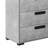 NNEDSZ Dressing Chest With 6 Storage Drawers MDF Mirror Combination of Black & Cement Colour