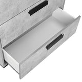 NNEDSZ Dressing Chest With 6 Storage Drawers MDF Mirror Combination of Black & Cement Colour