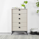 NNEDSZ Tallboy with 5 Storage Drawers MDF Combination of Champagne and Black Colour
