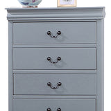 NNEDSZ Tallboy with 5 Storage Drawers in Solid Wooden Metal Handles Grey Colour