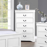 NNEDSZ Tallboy with 5 Storage Drawers in Solid Wooden Metal Handles White Colour