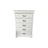 NNEDSZ Tallboy with 5 Storage Drawers in Solid Wooden Metal Handles White Colour