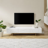 NNEDSZ TV Cabinet MDF Glossy Storage Drawers Metal Base Entertainment Unit