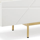 NNEDSZ TV Cabinet MDF Glossy Storage Drawers Metal Base Entertainment Unit