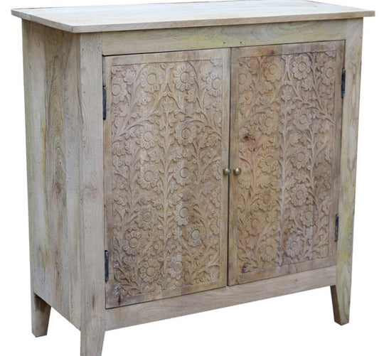 NNEDSZ Sand blasted 2 drawer natural cabinet 82(w)x80(h)x 33(d)