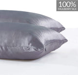 NNEDSZ Luxury Pillowcase 2 Pack - 100% Pure Mulberry Silk on Both Sides - Charcoal