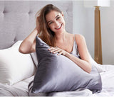 NNEDSZ Luxury Pillowcase 2 Pack - 100% Pure Mulberry Silk on Both Sides - Charcoal