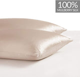 NNEDSZ Luxury Pillowcase 2 Pack - 100% Pure Mulberry Silk on Both Sides - Champagne