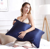NNEDSZ Luxury Pillowcase 2 Pack - 100% Pure Mulberry Silk on Both Sides - Navy Blue