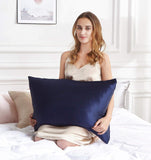 NNEDSZ Luxury Pillowcase 2 Pack - 100% Pure Mulberry Silk on Both Sides - Navy Blue