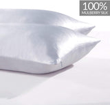 NNEDSZ Luxury Pillowcase 2 Pack - 100% Pure Mulberry Silk on Both Sides - Silver