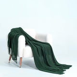 NNEDSZ Micro Plush Knitted Woven Throw Blanket - Forest