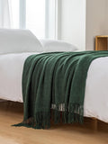 NNEDSZ Micro Plush Knitted Woven Throw Blanket - Forest