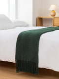 NNEDSZ Micro Plush Knitted Woven Throw Blanket - Forest