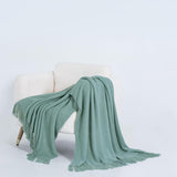 NNEDSZ Micro Plush Knitted Woven Throw Blanket - Seafoam