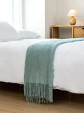 NNEDSZ Micro Plush Knitted Woven Throw Blanket - Seafoam