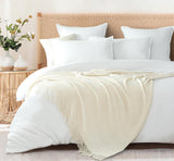 NNEDSZ Micro Plush Knitted Woven Throw Blanket - Snow
