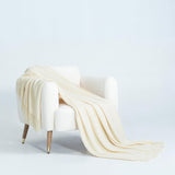 NNEDSZ Micro Plush Knitted Woven Throw Blanket - Snow