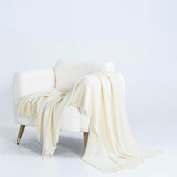 NNEDSZ Micro Plush Knitted Woven Throw Blanket - Snow