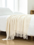 NNEDSZ Micro Plush Knitted Woven Throw Blanket - Snow