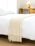 NNEDSZ Micro Plush Knitted Woven Throw Blanket - Snow