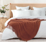 NNEDSZ Micro Plush Knitted Woven Throw Blanket - Terracotta