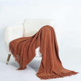 NNEDSZ Micro Plush Knitted Woven Throw Blanket - Terracotta