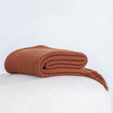 NNEDSZ Micro Plush Knitted Woven Throw Blanket - Terracotta