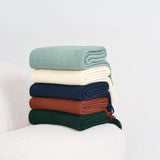 NNEDSZ Micro Plush Knitted Woven Throw Blanket - Terracotta