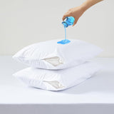 NNEDSZ Pillow Cover Protector - Waterproof Terry Toweling Bed Pillow Protector with Zipper Closure - Soft, Breathable, Hypoallergenic, Washable & Anti-Microbial Pillow Protectors - Pack of 2