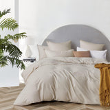 NNEDSZ 100% Cotton Vintage Washed Bed Quilt Cover Set (2Pcs) - Natural - Single