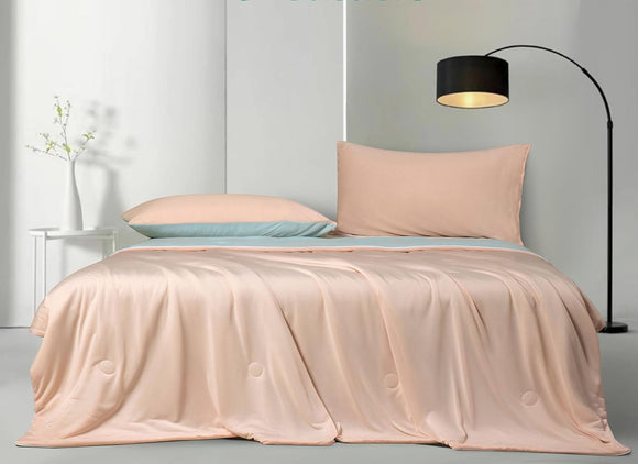 NNEDSZ Ice Cooling Reversible Summer Comforter Blanket (Orange and Blue, Single/Double)