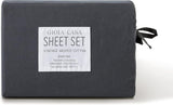 NNEDSZ Vintage Washed 100% Cotton Sheet Set with 1 Pillowcases - Charcoal - Single