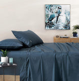 NNEDSZ Vintage Washed 100% Cotton Sheet Set with 1 Pillowcases - Dark Indigo -Single