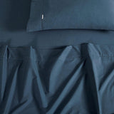 NNEDSZ Vintage Washed 100% Cotton Sheet Set with 1 Pillowcases - Dark Indigo -Single
