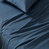 NNEDSZ Vintage Washed 100% Cotton Sheet Set with 1 Pillowcases - Dark Indigo -Single
