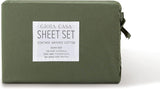 NNEDSZ Vintage Washed 100% Cotton Sheet Set with 1 Pillowcases - Khaki Green - Single