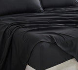 NNEDSZ Vintage Washed Microfibre Sheet Set with 1 Pillowcase - Black - Single