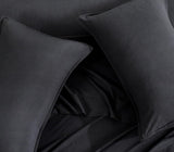 NNEDSZ Vintage Washed Microfibre Sheet Set with 1 Pillowcase - Black - Single