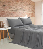 NNEDSZ Vintage Washed Microfibre Sheet Set with 1 Pillowcase - Grey - Single