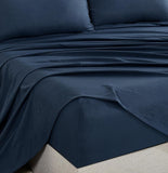 NNEDSZ Vintage Washed Microfibre Sheet Set with 1 Pillowcase - Navy - Single