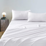 NNEDSZ Vintage Washed Microfibre Sheet Set with 1 Pillowcase - White - Single