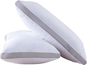 NNEDSZ Bamboo Cooling Pillows Twin Pack - Luxury Plush Down-Like Microfibre Pillows for Bedding - Ultra Soft, Comfy & Breathable Standard Pillows